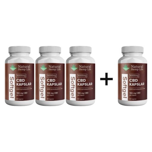 4 kpl 3:n hinnalla: CBD-kapselit 6000mg 60kpl