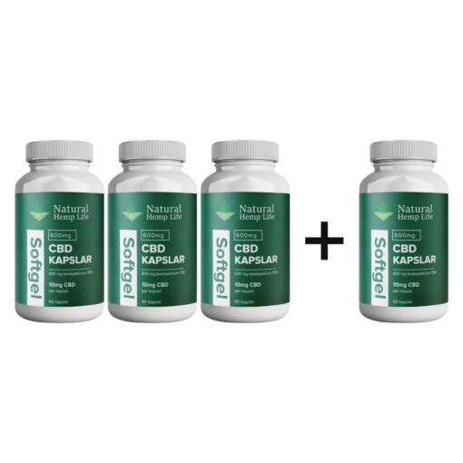 4 kpl 3:n hinnalla: CBD-kapselit 600mg 60kpl