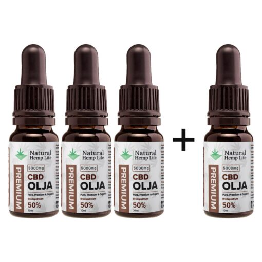 4 kpl 3:n hinnalla: CBD-öljy 50% (5000mg)